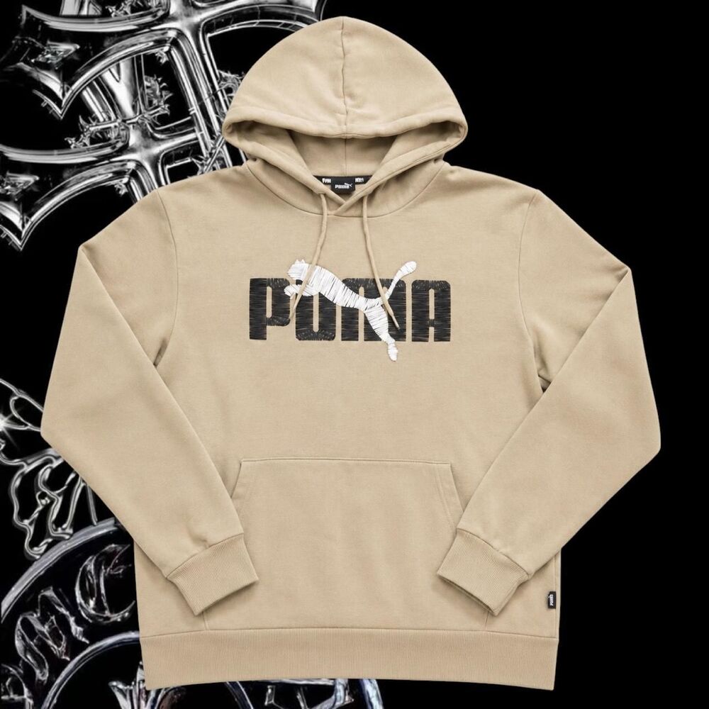 Puma Men's Tan and Cream Hoodie